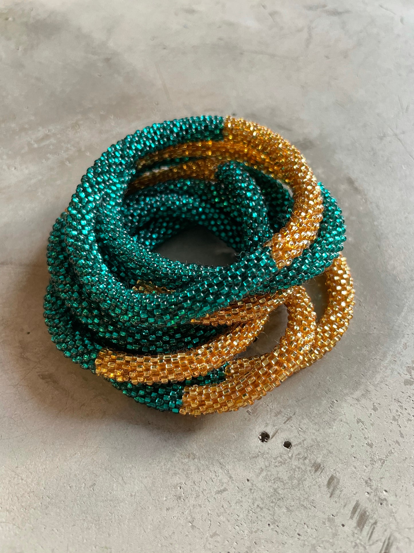 HALF GREEN HALF GOLD BRACELET