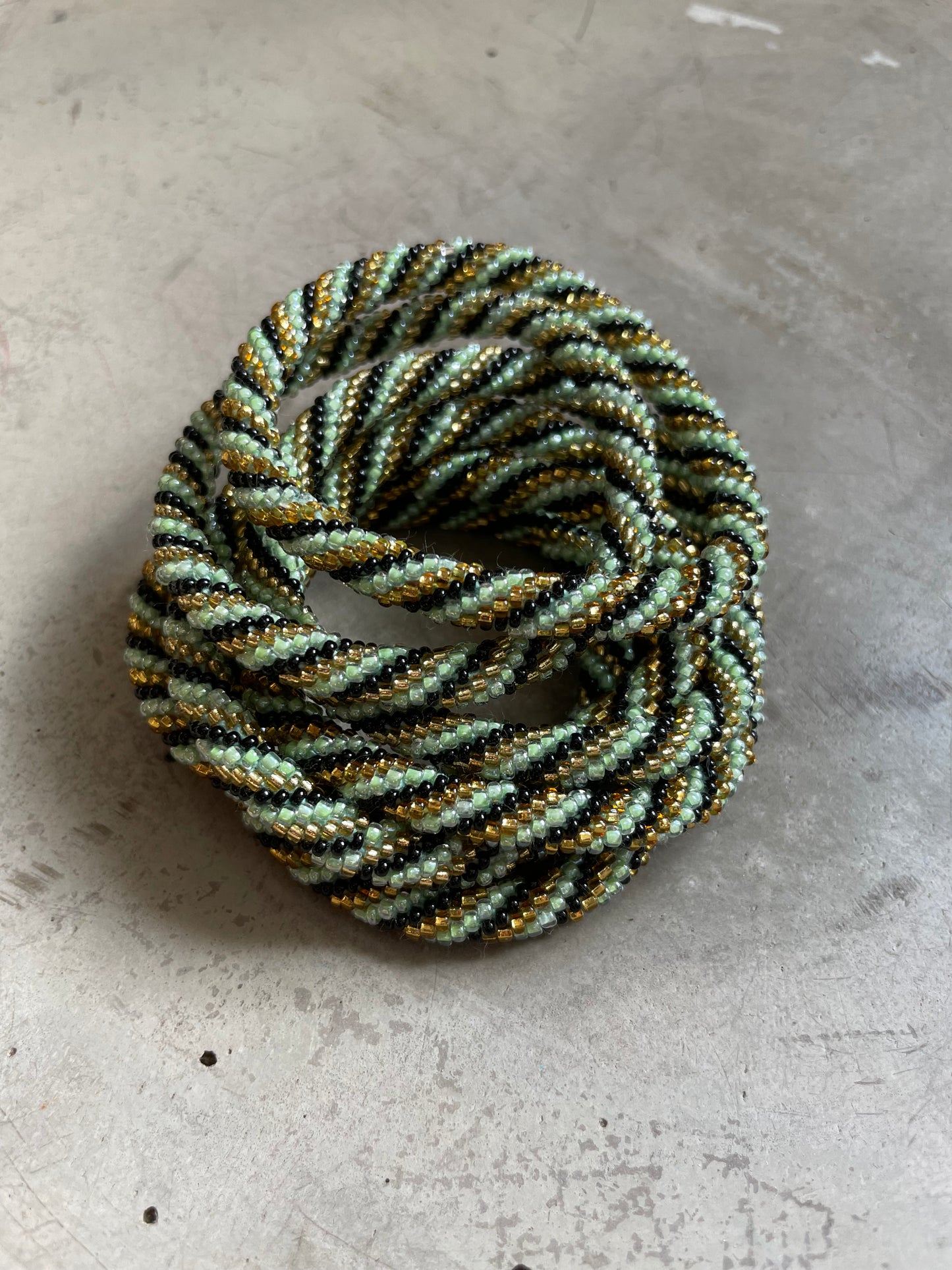 GREEN BLACK TWIST BRACELET