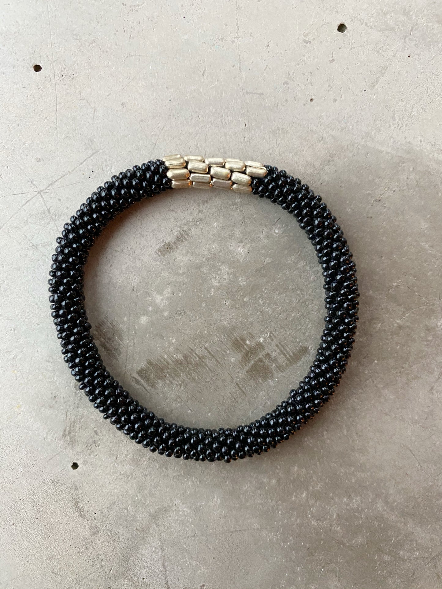 BLACK SILVER METAL PLATE BRACELET
